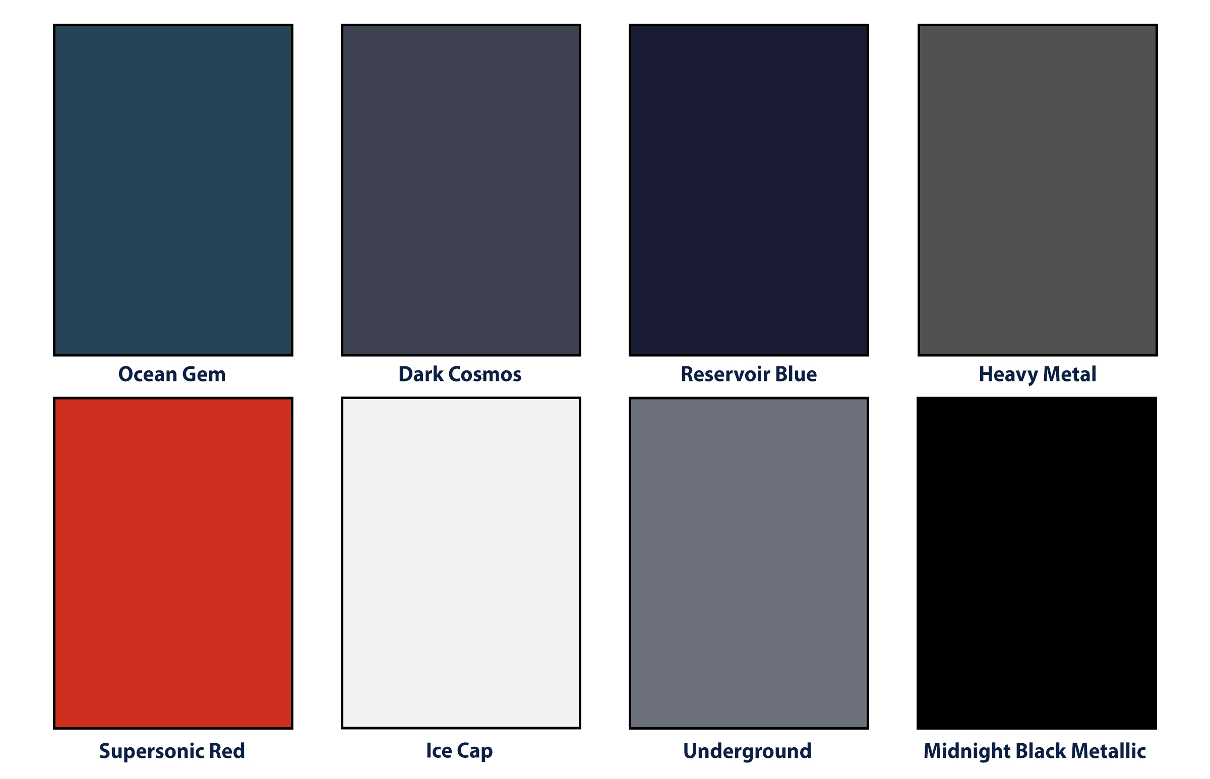 Color chips showing available paint colors for the 2026 Toyota Camry SE