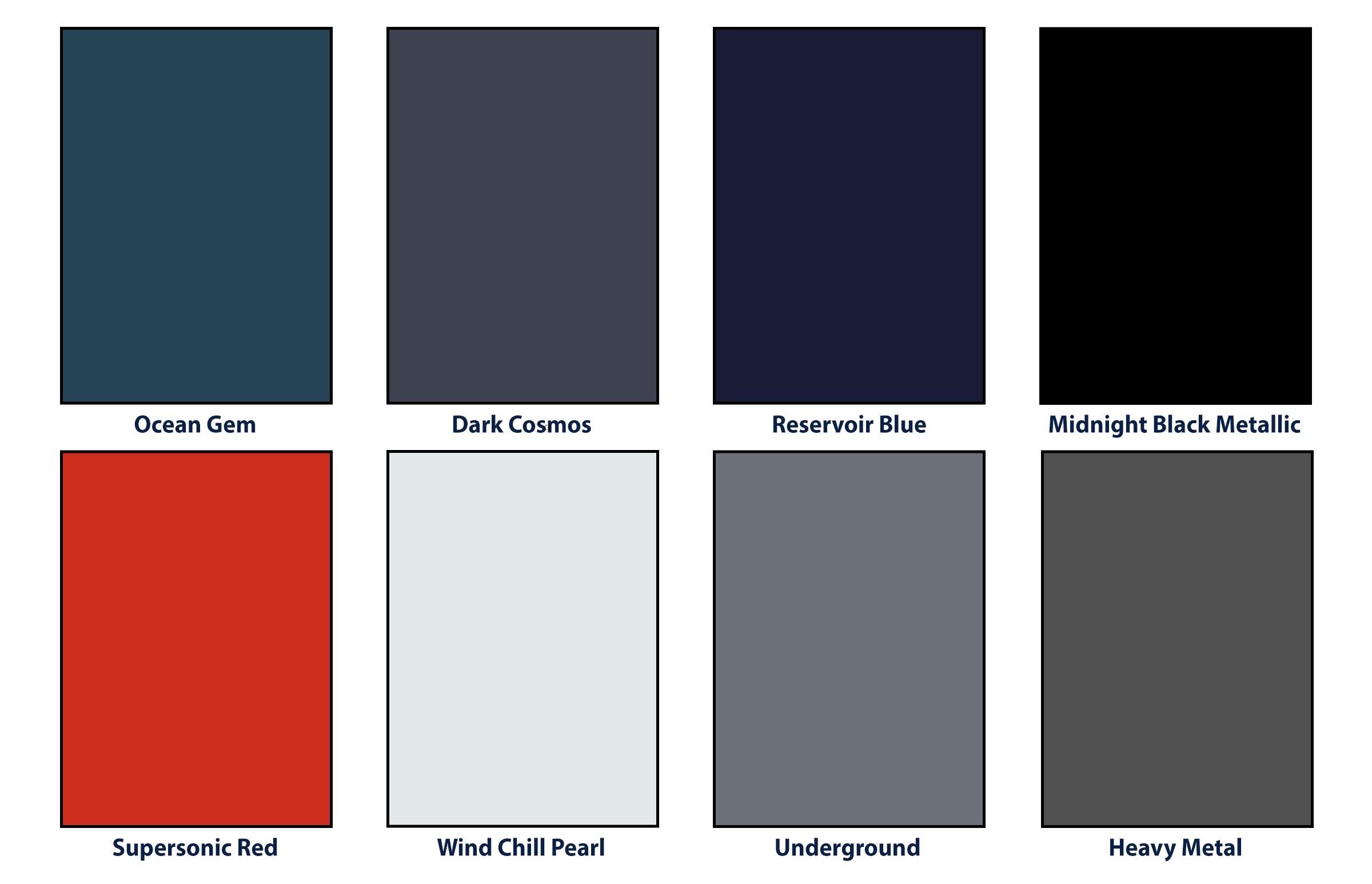 Color chips showing available paint colors for the 2026 Toyota Camry XLE