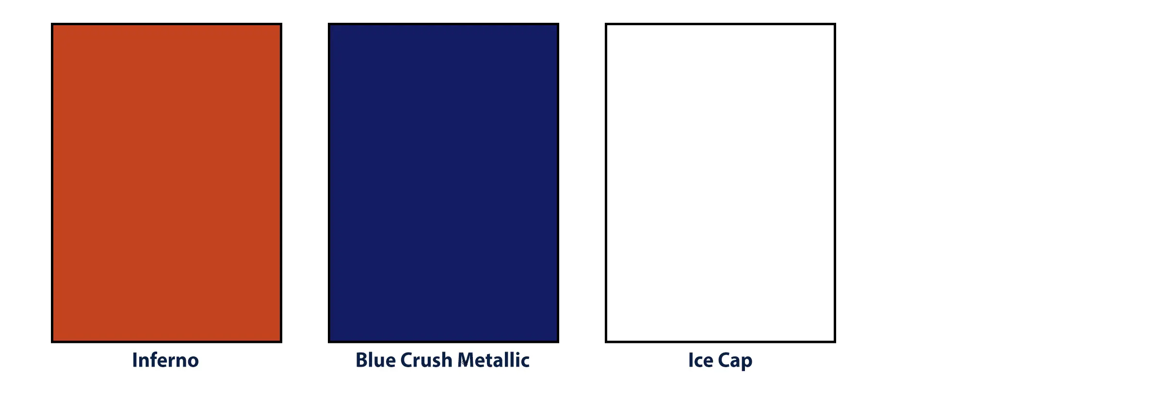 Paint colors for the 2026 Toyota Corolla Hatchback FX: Inferno, Ice Cap, and Blue Crush Metallic